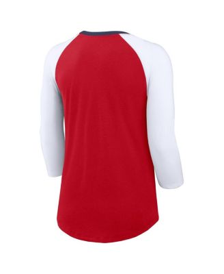Women's Red, White St. Louis Cardinals Knockout Arch 3/4-Sleeve Raglan Tri-Blend T-shirt