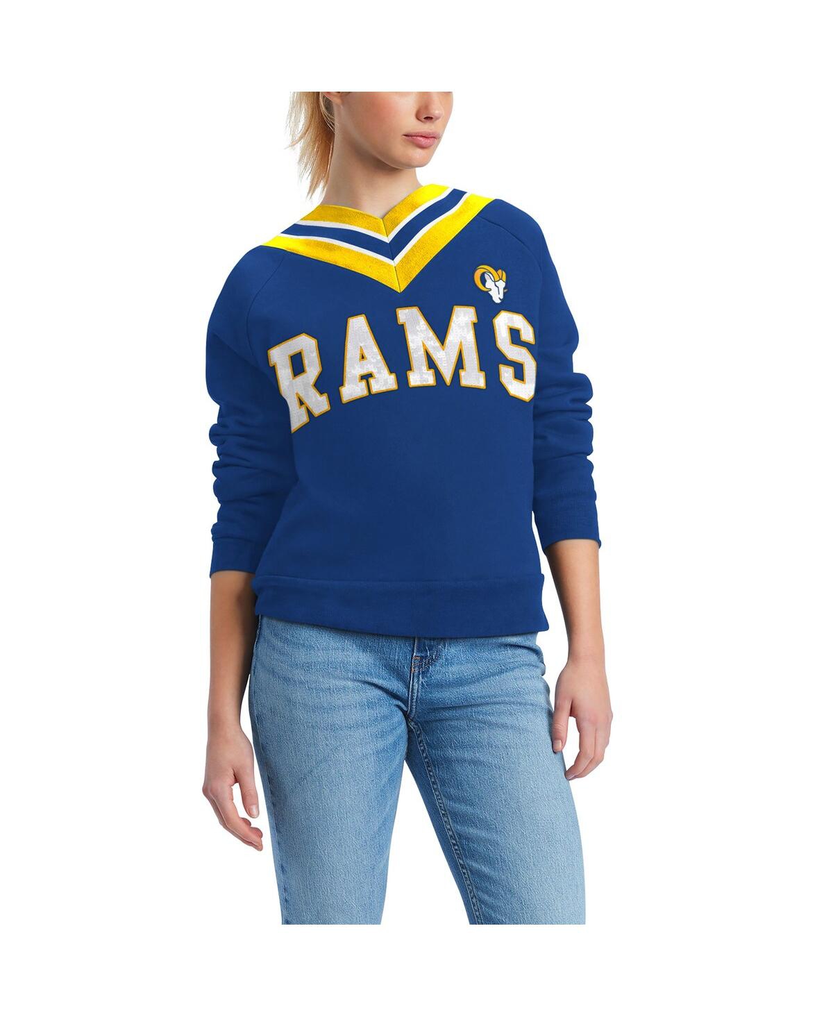 Shop Tommy Hilfiger Women's  Royal Los Angeles Rams Heidi V-neck Pullover Sweatshirt