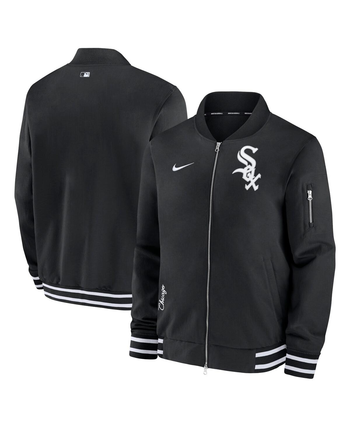 Men's Nike Black Chicago White Sox Authentic Collection Full-Zip Bomber Jacket - Black