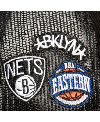 Men's Black Brooklyn Nets Times Up Classic Script Cord Trucker Hat
