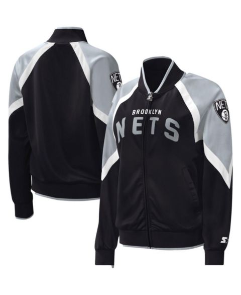 Женские куртки Starter Women's Black Brooklyn Nets Slam Dunk Raglan Full-Zip Track Jacket