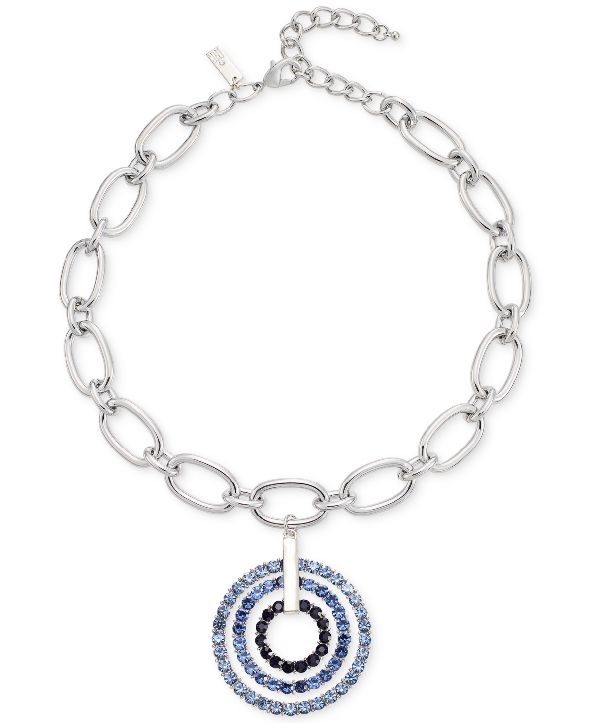Shop Inc International Concepts Pave Crystal Orbital Pendant Necklace, 17"+ 3" Extender, Created For Macy's In Blue