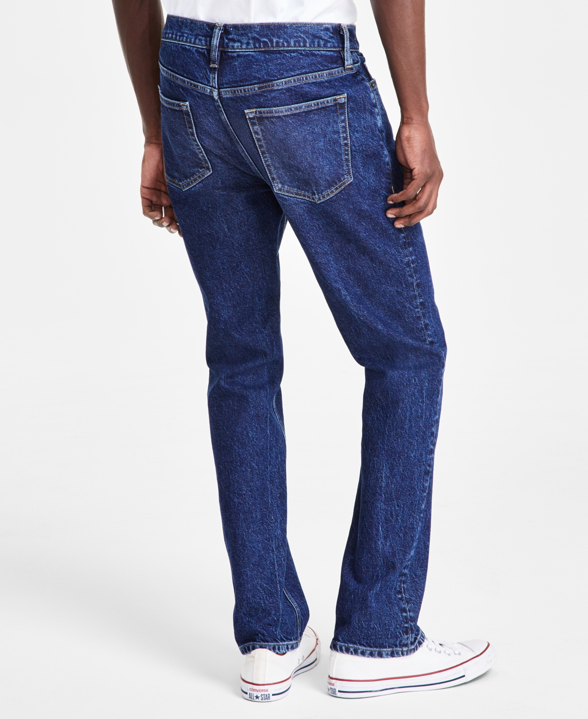 Sun + Stone Men's Straight Fit Indigo Blue Jeans