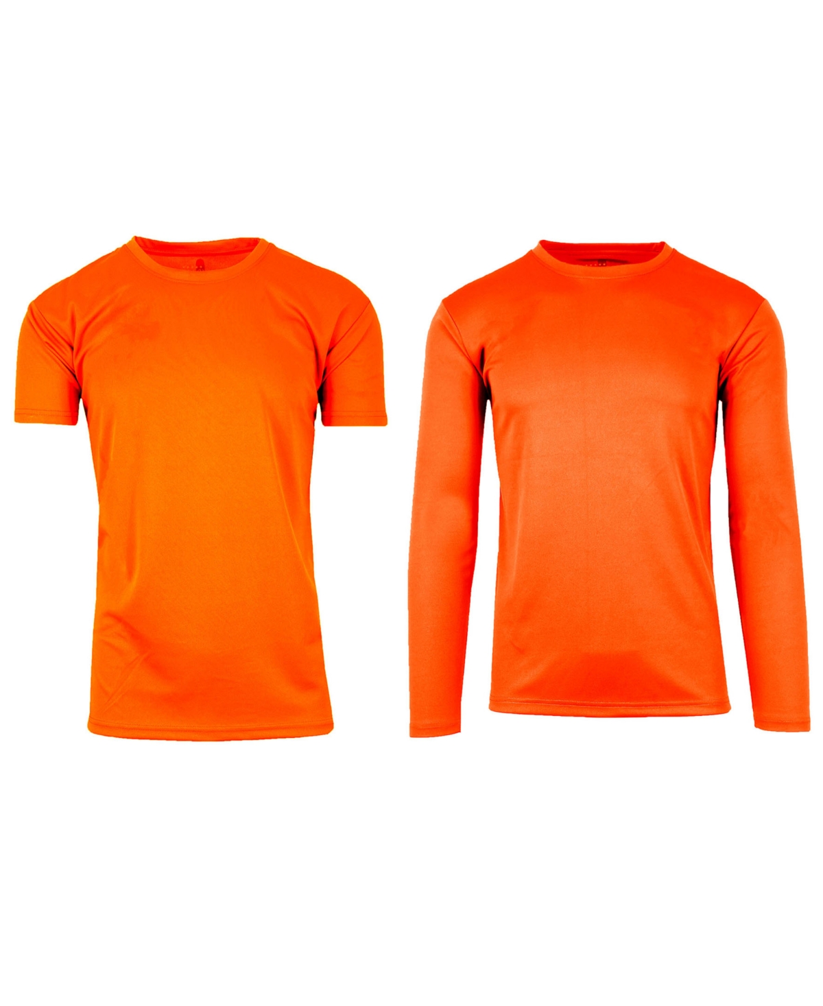 Galaxy By Harvic Men's Short Sleeve Long Sleeve Moisture-Wicking Quick Dry Performance Crew Neck Tee-2 Pack - Neon Orange-Neon Orange