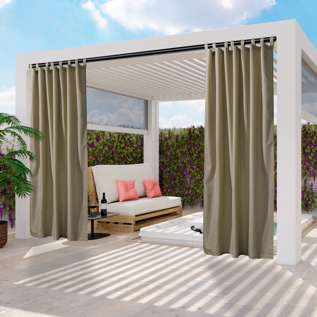 54"x120" Outdoor Curtain Panel Tab Top UV30+ Porch Pergola Backyard Piece