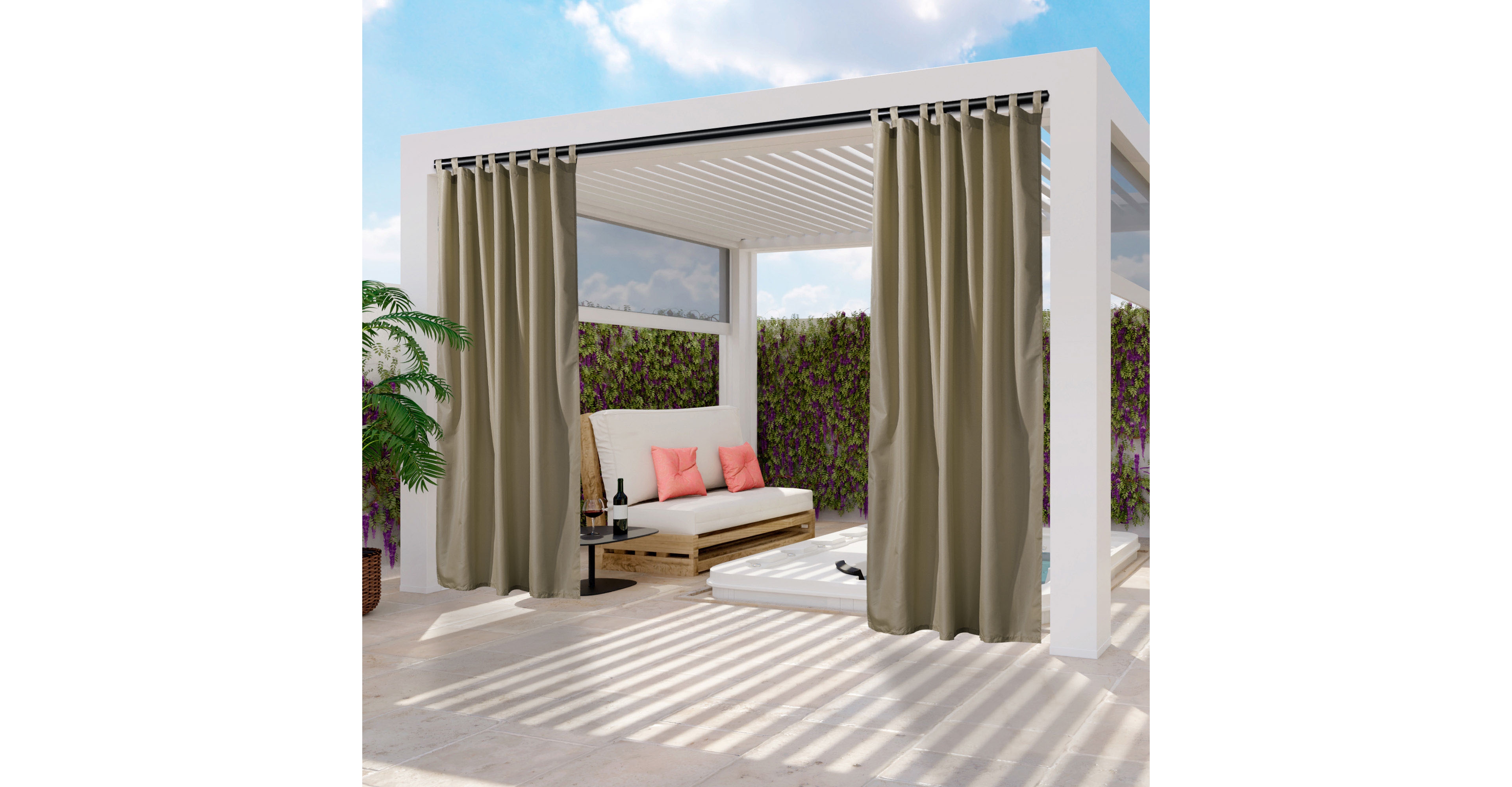 54"x120" Outdoor Curtain Panel Tab Top UV30+ Porch Pergola Backyard 2 Piece