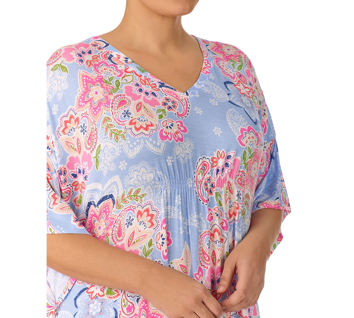 Ellen Tracy Plus Size Paisley V-Neck Caftan Nightgown