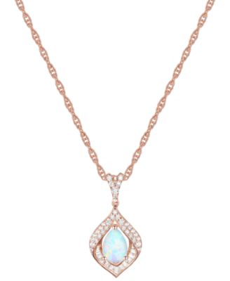 Macy's - Lab-Grown White Sapphire Framed Gemstone 18" Pendant Necklace in Sterling Silver