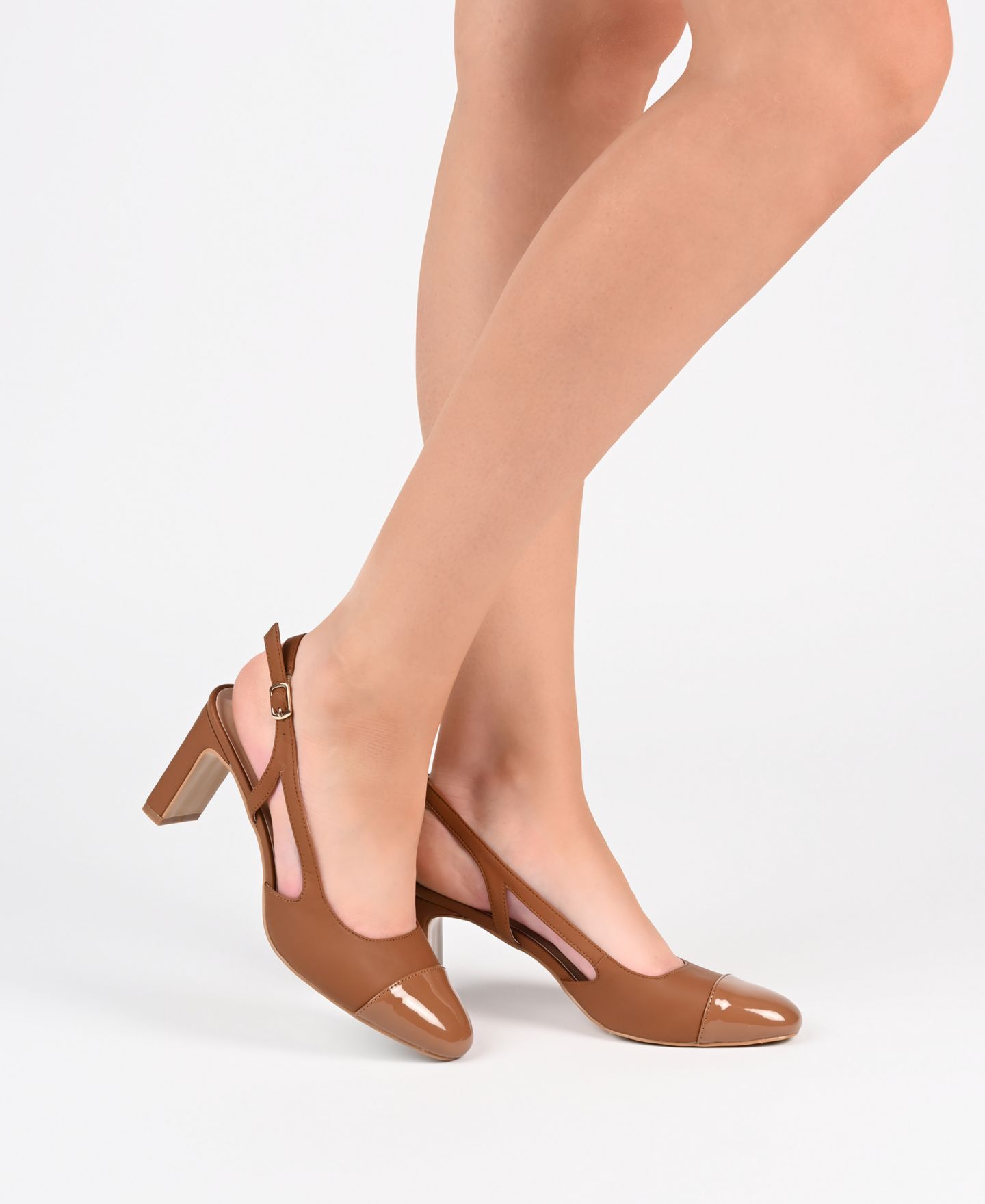 Женские туфли Journee Collection Reignn Cap Toe Slingback, цвет: Бежевый — фото 6
