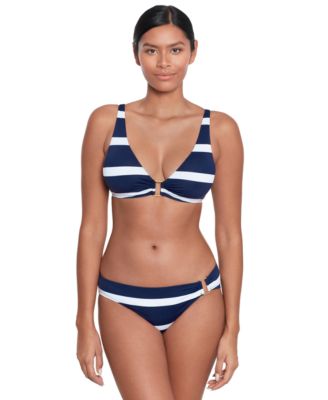 Womens Striped O Ring Bikini Top Striped O Ring Hipster Bikini Bottoms