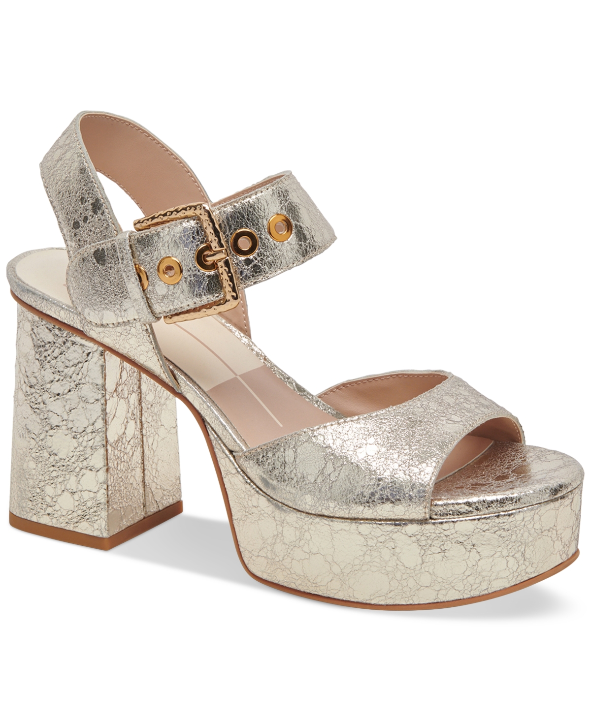 Shop Dolce Vita Women's Bobby Ankle-strap Slingback Platform Sandals In Platinum Leather