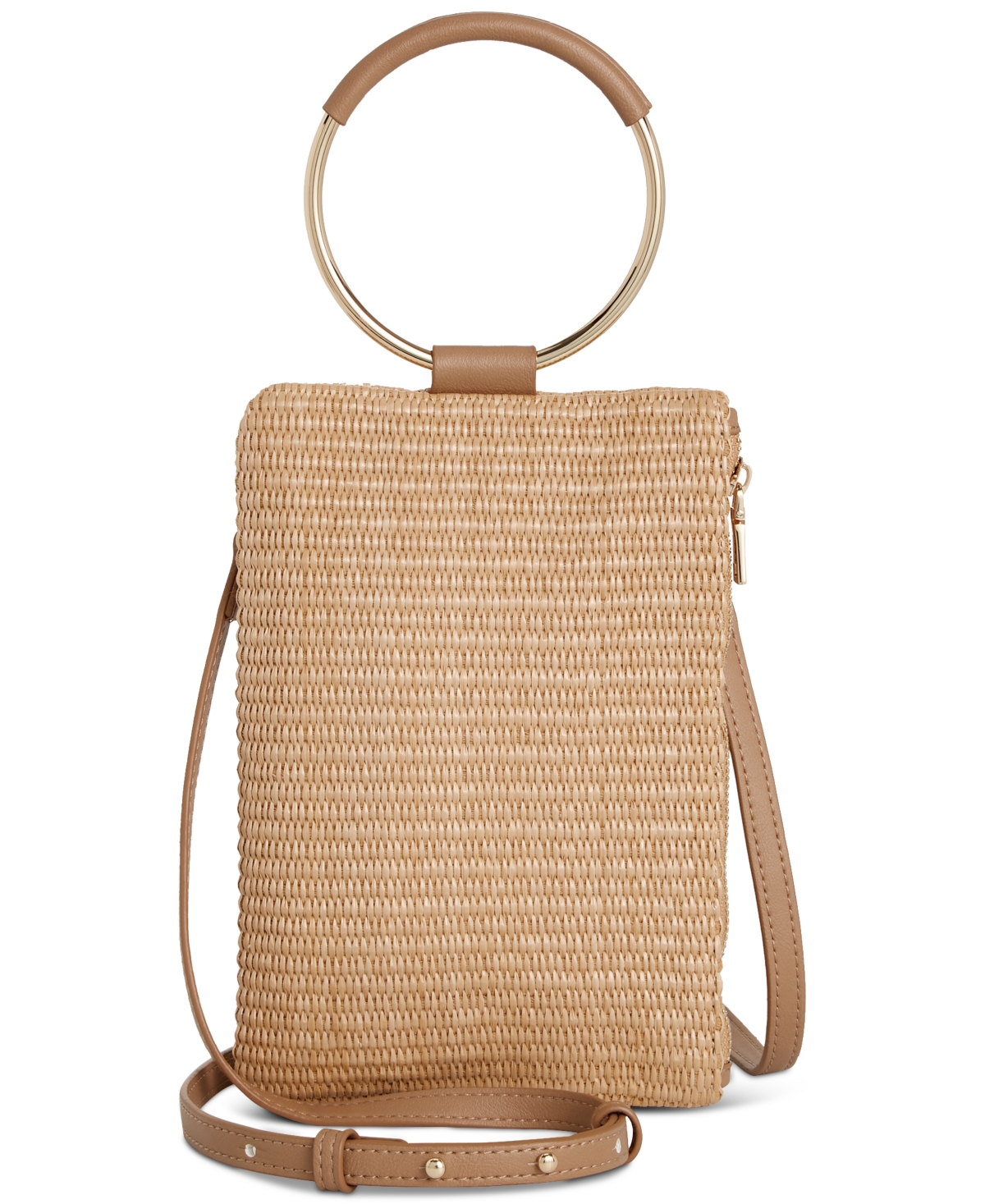 Inc International Concepts Charlii Small Straw Crossbody, Created For Macy's In Straw,gold Cml