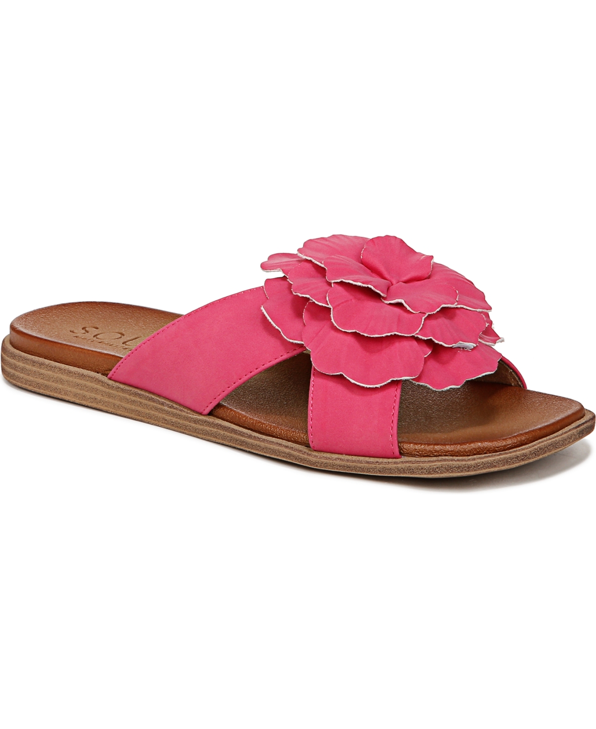 Shop Soul Naturalizer Joyful Slide Sandals In Pink Flash Faux Nubuck