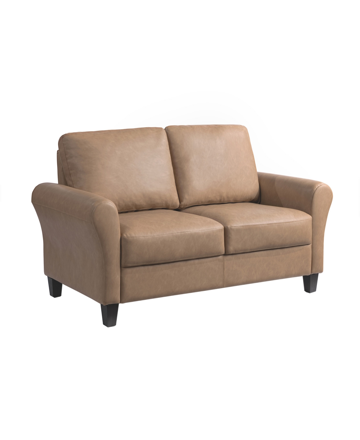 Shop Lifestyle Solutions 57.9" W Faux Leather Wilshire Loveseat With Rolled Arms In Light Brown
