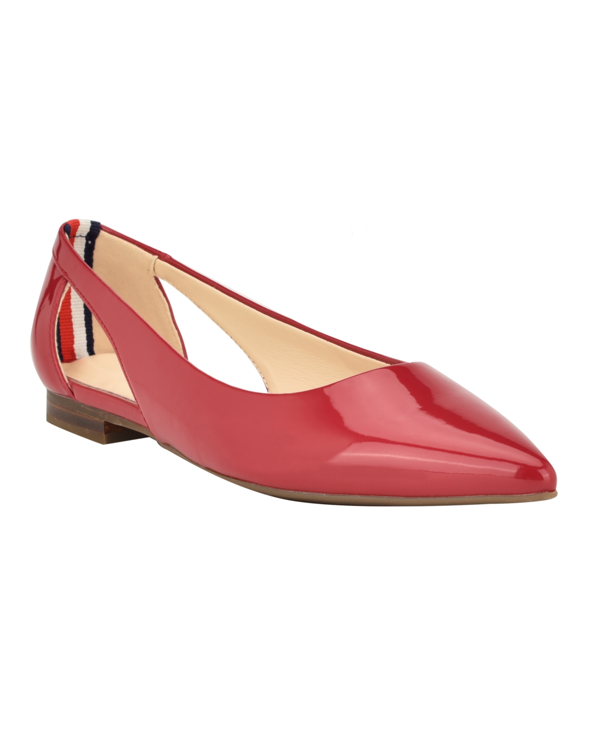 Shop Tommy Hilfiger Women's Velahi Pointy Toe Flat Ballet Shoes In Red- Faux Patent Leather- Pu