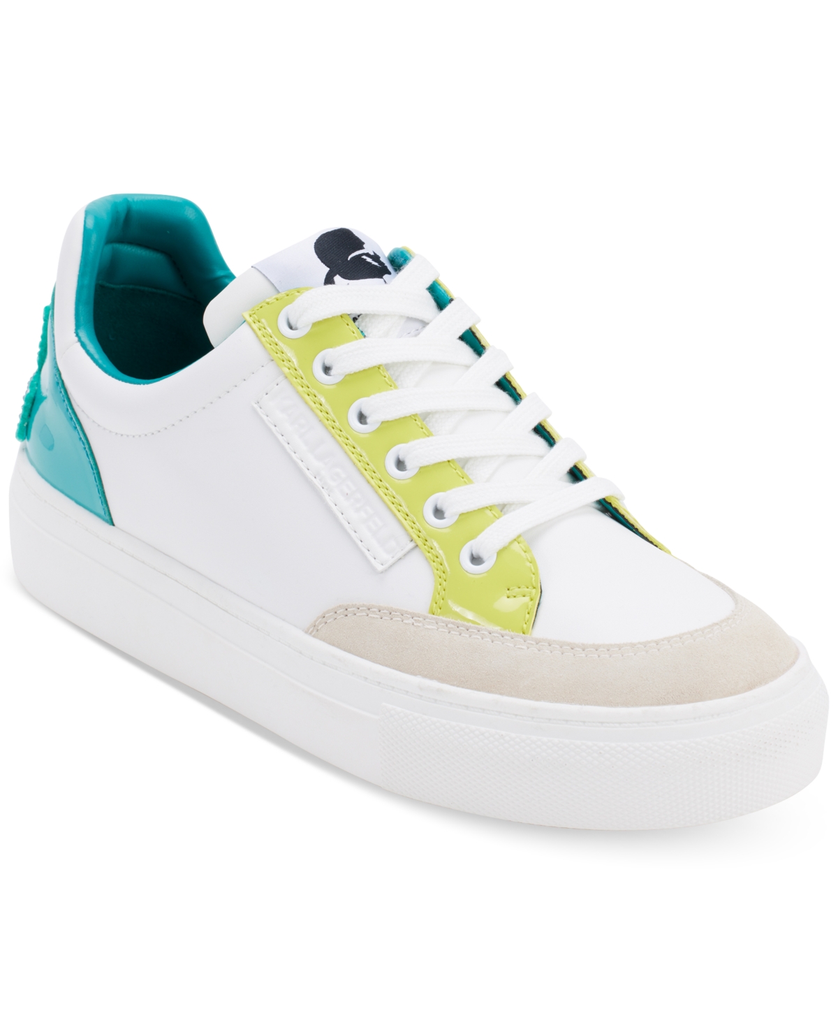 Women's Calico Patch Embellished-Heel Sneakers - Bright White