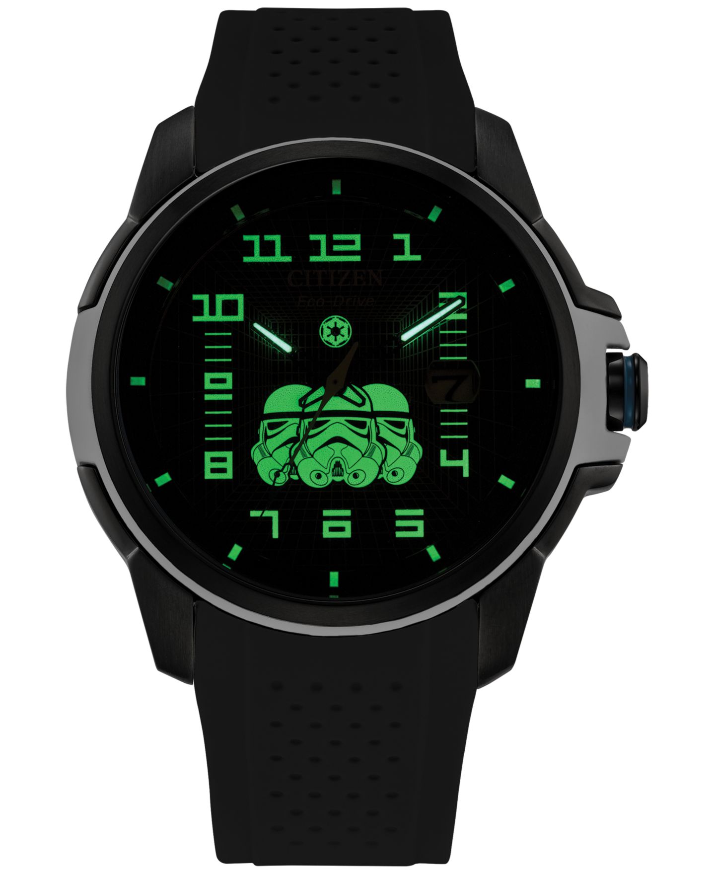 Мужские часы Citizen Eco-Drive Star Wars Imperial Stormtrooper Black Perforated Polyurethane Strap Watch 44mm — фото 4