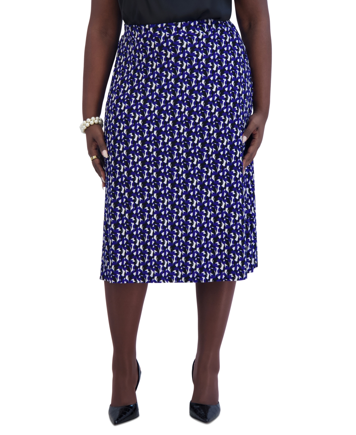 Kasper Women's Printed Ity Pull-On A-Line Skirt