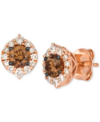 Chocolate Diamond & Nude Diamond Halo Stud Earrings (3/4 ct. t.w.) in 14k Gold (Also Available in White Gold or Rose Gold)