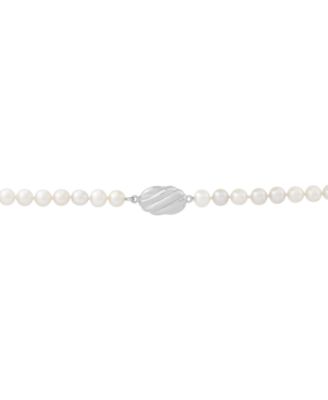 Cultured Freshwater Pearl (5mm & 10 x 8mm) & Cubic Zirconia Lariat Necklace in Sterling Silver, Created for Macy's