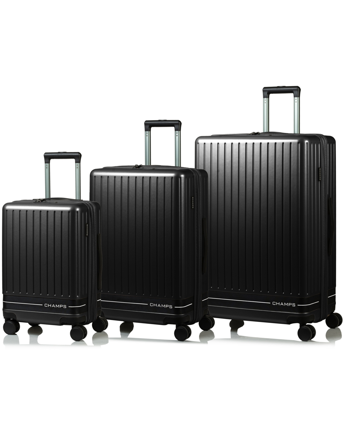 Shop Champs 3-piece Fresh Ii Hardside Luggage Set In Black