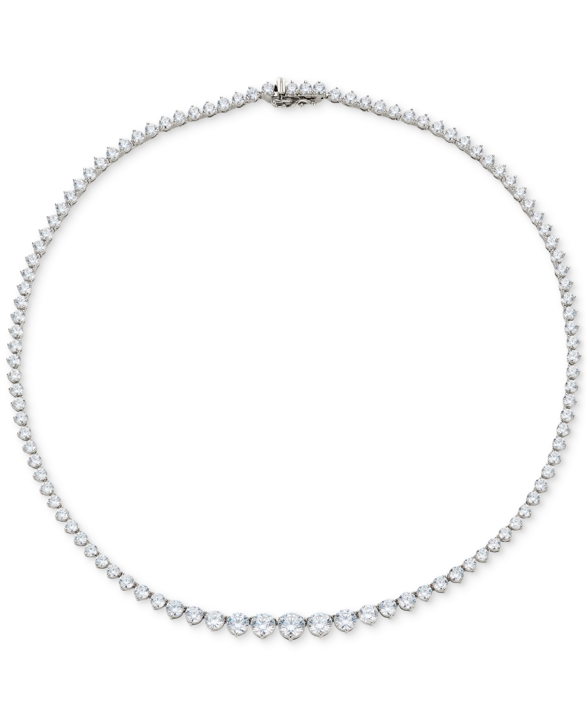 Shop Eliot Danori Rhodium-plated Graduated Cubic Zirconia 16" Tennis Necklace, Created For Macy's
