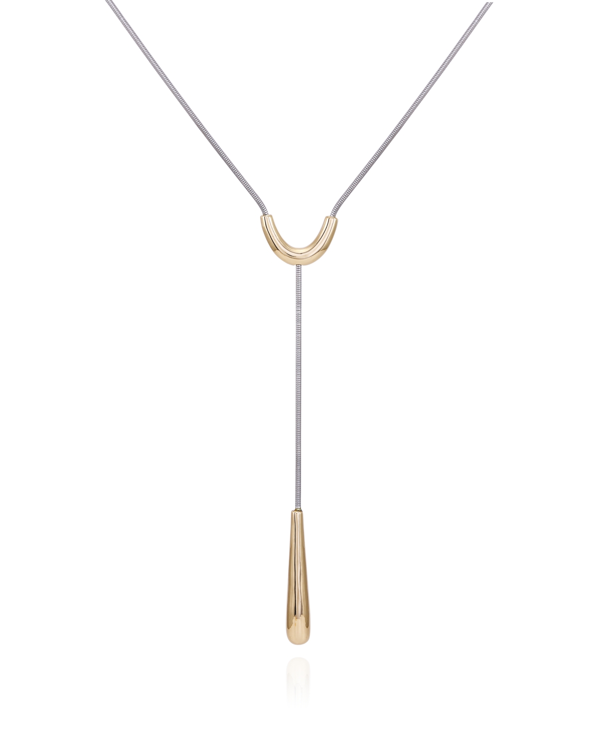 Two-Tone Long Y Necklace, 24" + 2" Extension - Gold