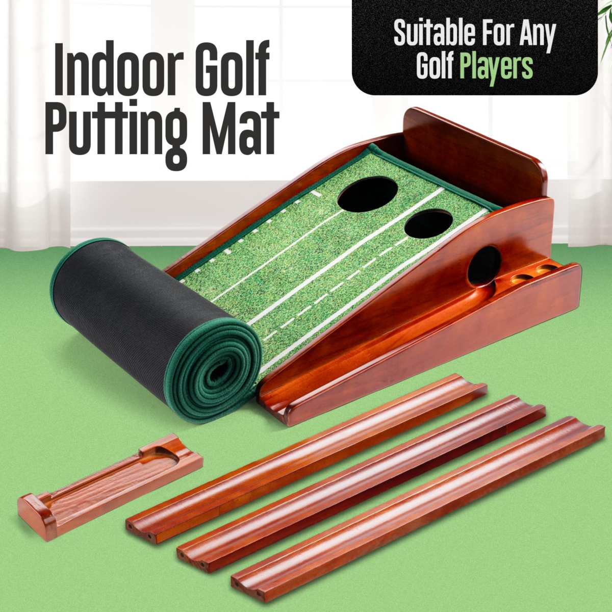 Palladium Golf Putting Mat - Indoor Golf Putting Green for Mini Games and Practicing at Home or in The Office, with 1/2 Hole Training.- Gifts for Golf