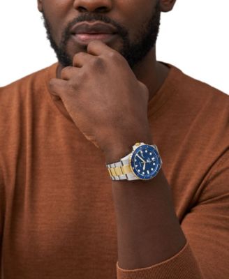 Men's Blue Dive Three-Hand Date Two-Tone Stainless Steel Watch 42mm