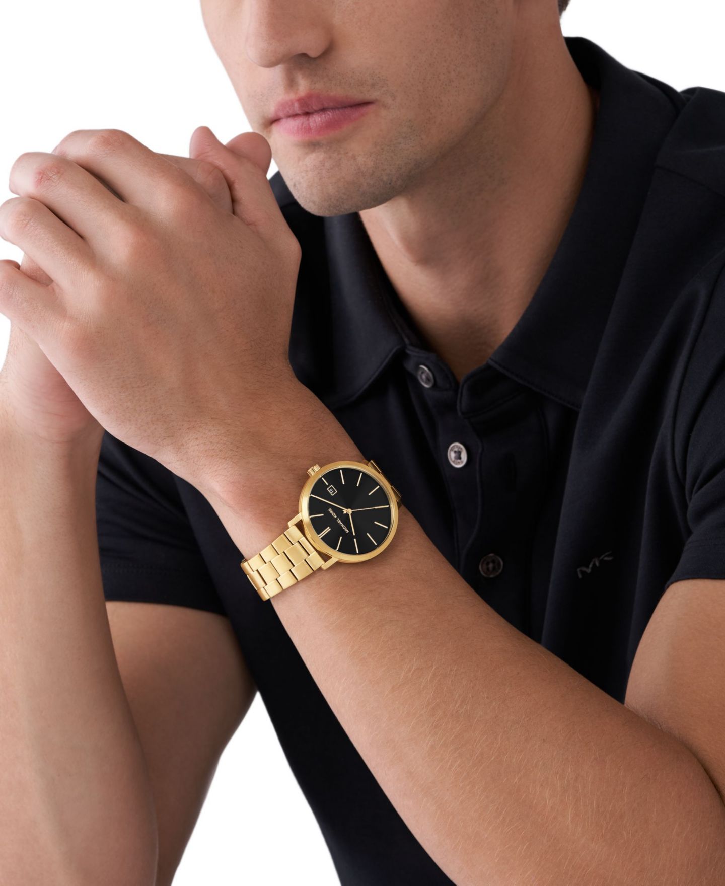 Мужские часы Michael Kors Blake Three-Hand Date Gold-Tone Stainless Steel Watch 42mm — фото 3