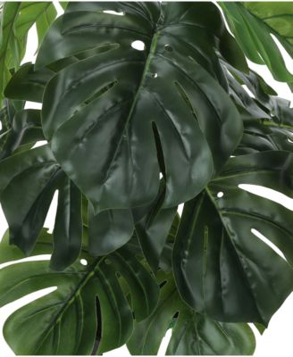 24" Indoor Artificial Monstera Plant with Decorative Black Pot