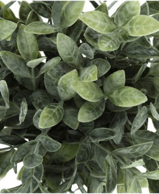 11" Indoor Artificial Eucalyptus Grass Plants with Decorative Black Pots, Set Of 2