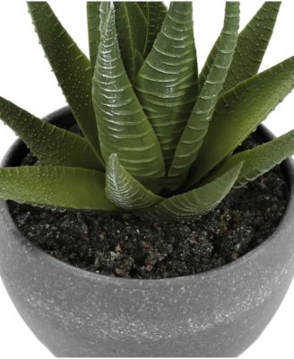 6" Indoor Artificial Succulent Plants with Decorative Grey Cement Pots, Set Of 3