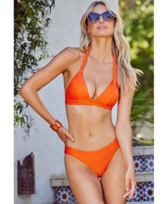 Shop Becca Womens Catalonia Halter Bikini Top Bottoms In Carrot