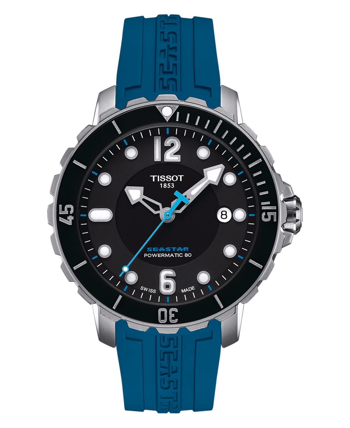 Men's Swiss Automatic Seastar 1000 Caribbean Special Edition Blue Rubber Strap Watch 42mm