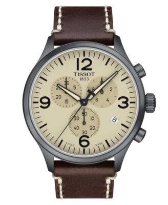 Tissot - Men's Swiss Chronograph XL Brown Leather Strap Watch 45mm