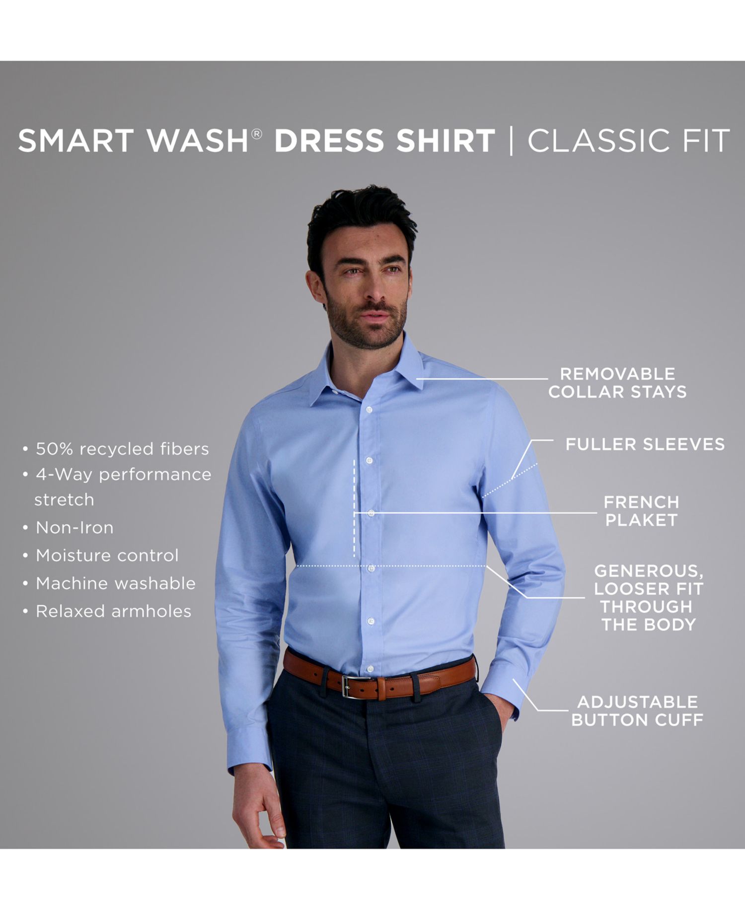 Big & Tall Men’s Smart Wash® Classic Fit Dress Shirt