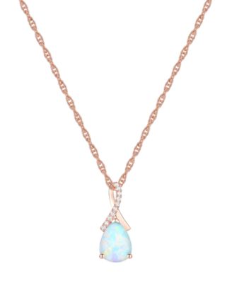 Macy's - Amethyst (1-1/3 ct. t.w.) & Lab-Grown White Sapphire (1/20 ct. t.w.) Pear 18" Pendant Necklace in 14k Gold (Also Available in Additional Gemstones)