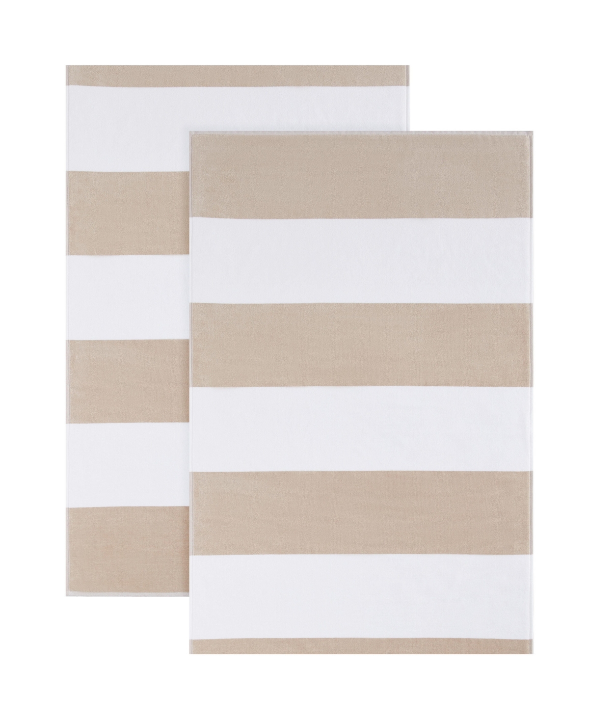 Calvin Klein Poolside Terry Yarn Dyed Stripe Beach Towel 2-pc. Set, 70" X 40" In Neutral