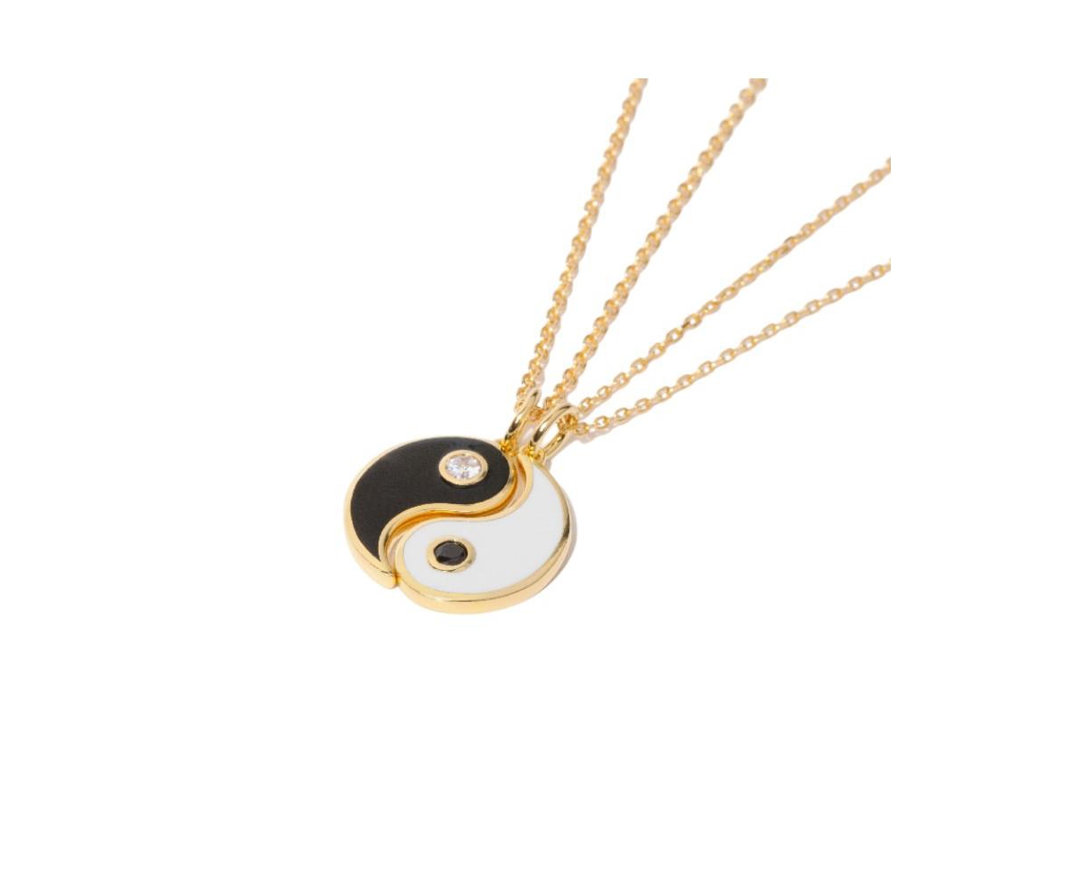 Sterling Silver Yin Yang Bff Pendant Necklaces - k gold