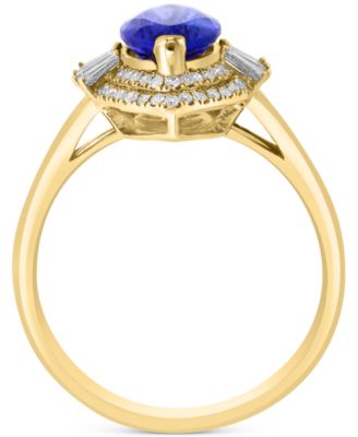 EFFY&reg; Tanzanite (1-3/4 ct. t.w.) & Diamond (1/3 ct. t.w.) Marquise Halo Ring in 14k Gold