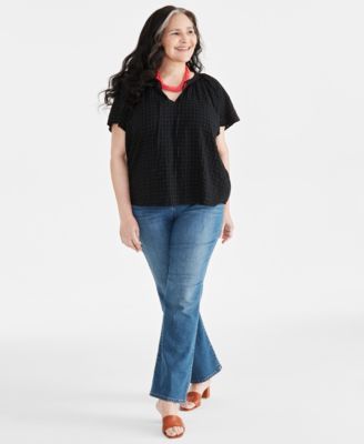 Plus Size Flutter-Sleeve Top, Exclusively at Macy's