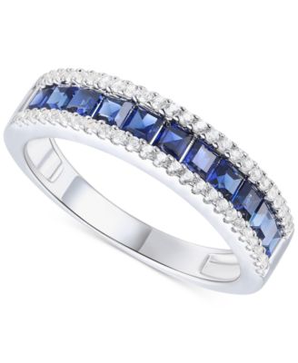 Lab-Grown Emerald (3/8 ct. t.w.) & Lab-Grown White Sapphire (1/4 ct. t.w.) Band in 14k Gold-Plated Sterling Silver (Also in Lab-Grown Blue Sapphire & Lab-Grown Ruby)