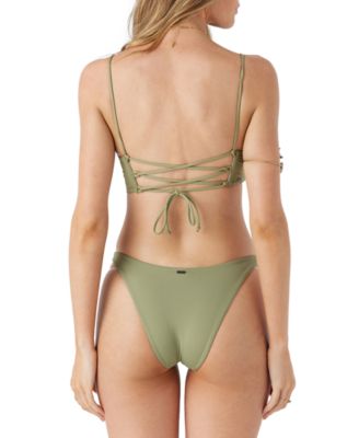 Shop O'neill Oneill Juniors Saltwater Solids Hun Bikini Top Solids Max Bikini Bottoms In Oil Green