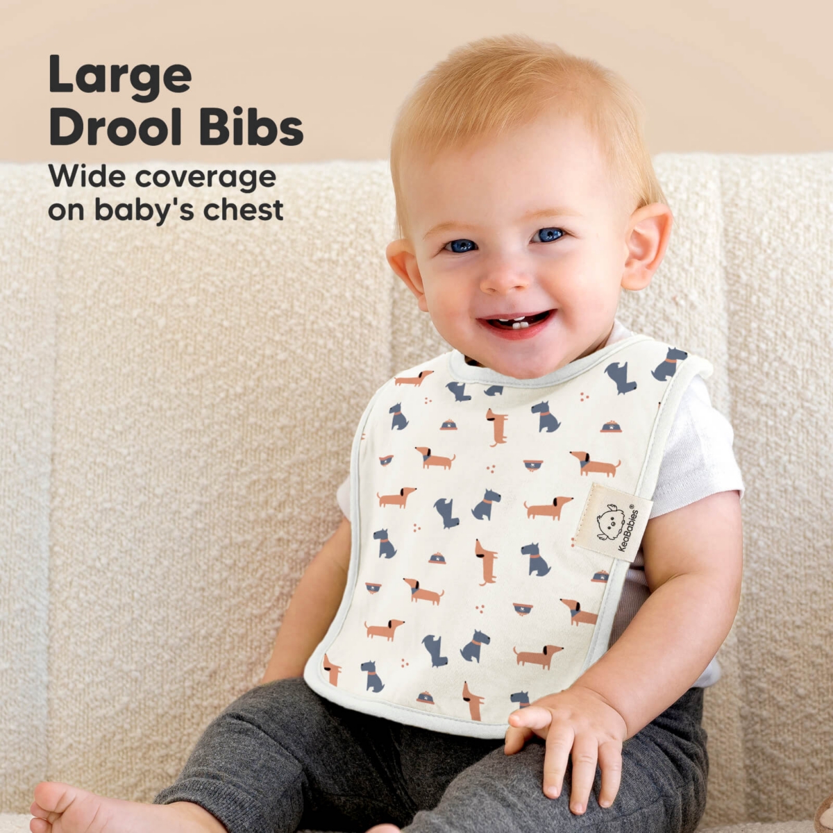 KeaBabies 8-Pack Organic Baby Bibs for Boy, Girl, Drool Bibs, Baby Bib for Girls, Boys - Pets and paws