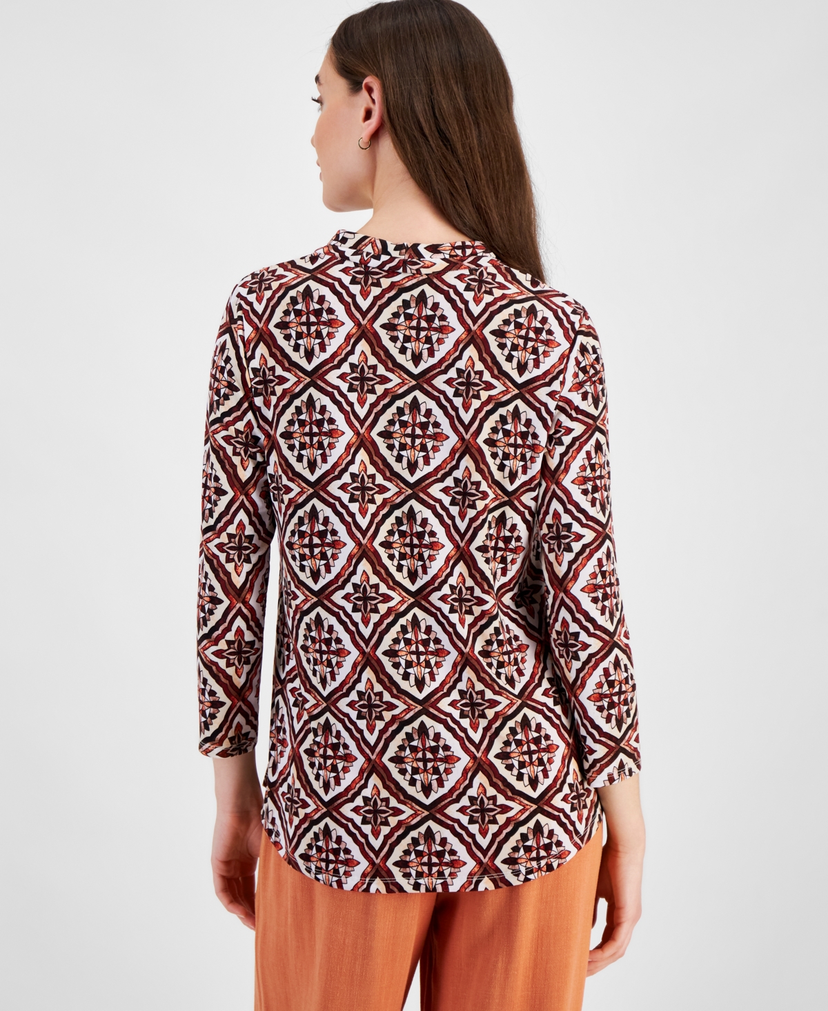Jm Collection Petite Myra Medalin 3/4-Sleeve Top, Created for Macy's