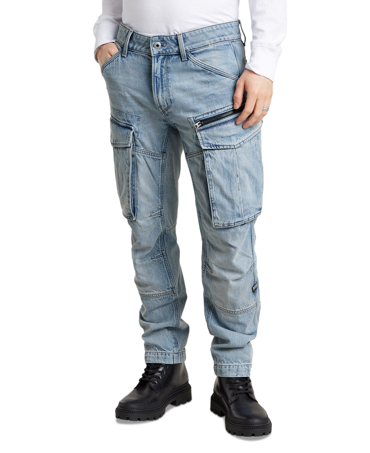 Men's Tapered-Fit Rovic Zip Moto Jeans - Blue