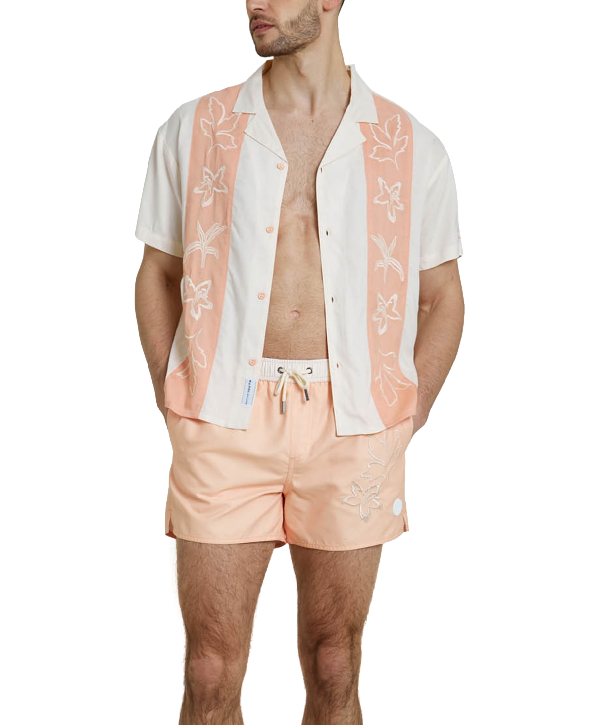Men's Floral Swim Shorts - Peach