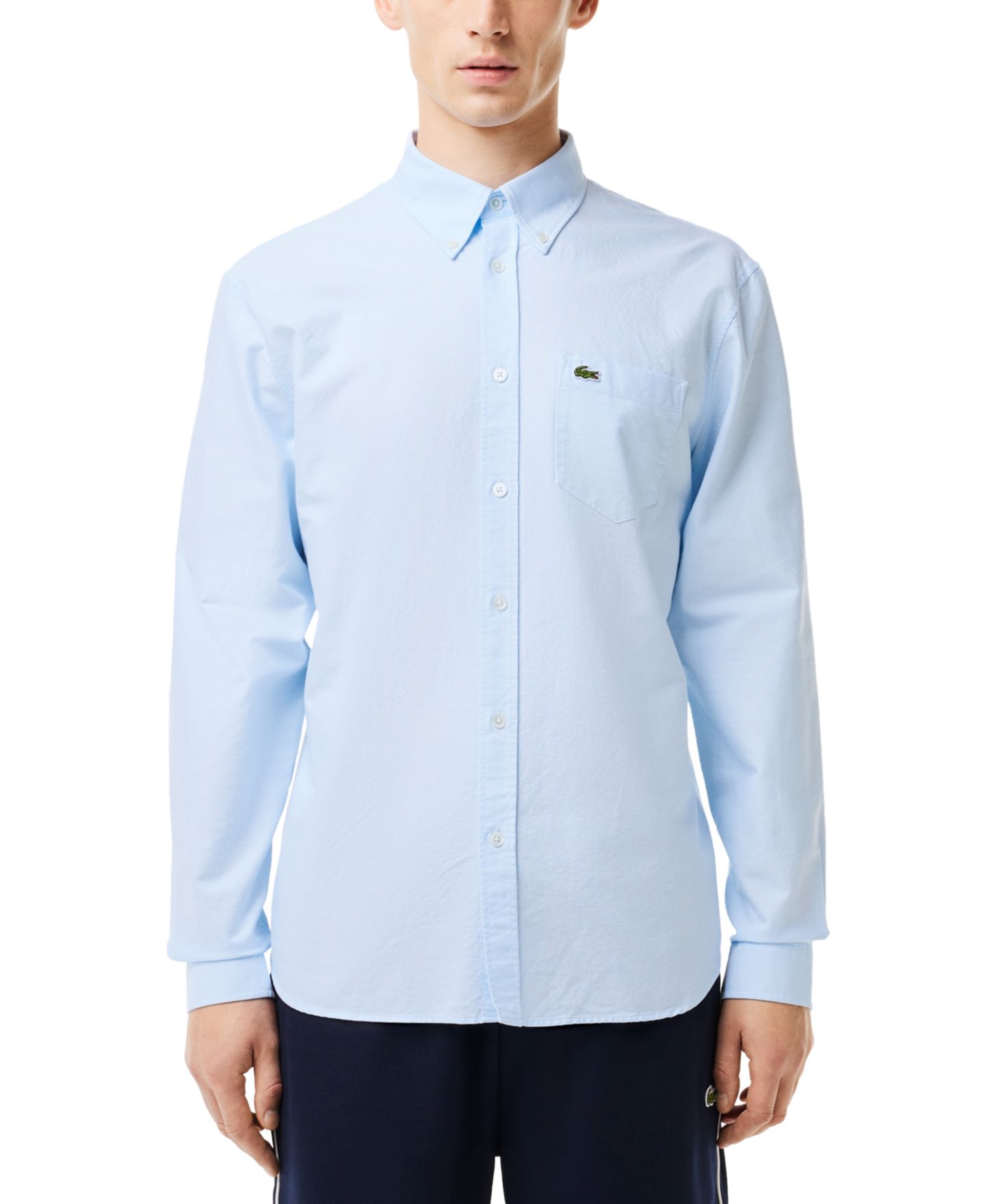Мужская рубашка Lacoste Woven Long Sleeve Button-Down Oxford, цвет: Blanc/Panorama — фото 1