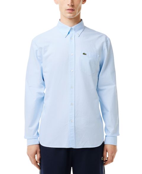 Мужская рубашка Lacoste Woven Long Sleeve Button-Down Oxford, цвет: Blanc/Panorama